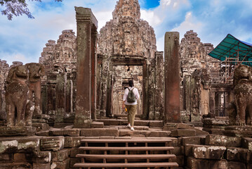Bayon temple, ancient temple ruins in Cambodia