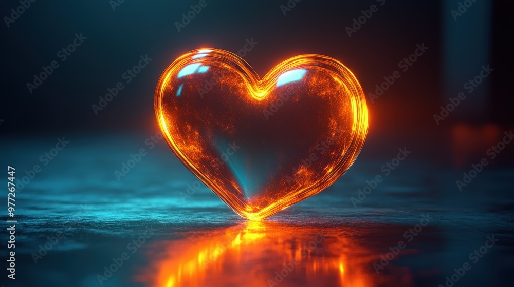 Poster a pulsating heart icon with a soft glow, placed on a neon green background