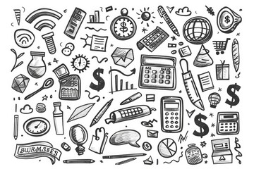 A collection of colorful doodle drawings on a clean white background
