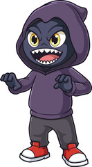 Cartoon evil humanoid scaring someone vector illustration