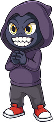 Cartoon evil humanoid plotting vector illustration