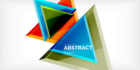 Abstract background - colorful triangles with 3d effect. Vector Illustration For Wallpaper, Banner, Background, Card, Book Illustration, landing page
