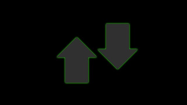  Loading up-down direction arrow animated on black background. 4k direction arrow animation.