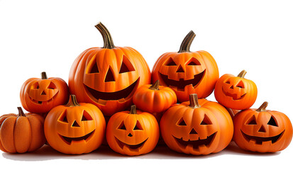 ハロウィンのカボチャが山積みになっている