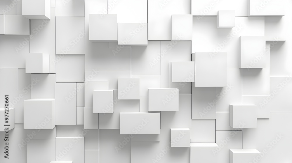 Poster abstract geometric minimalist backdrop with cubes and squares in monochrome colors