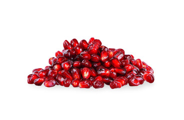 Red pomegranate seed isolated on white background.