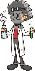 Cartoon bad scientist caused explosion vector illustration