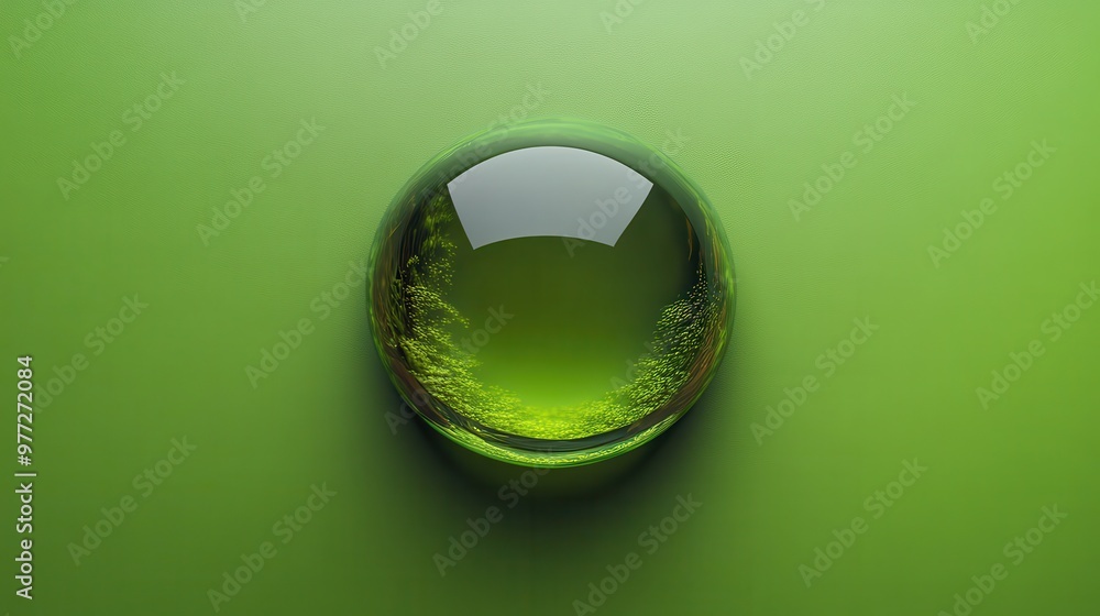Poster a smooth pause button icon with glassy transparency on a bright green backdrop