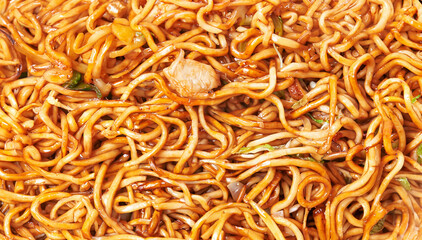 Close-Up of Thai Chicken Noodles with Fresh Vegetables