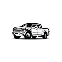 Premium 4x4 Adventure Truck Monochrome Silhouette Vector Isolated