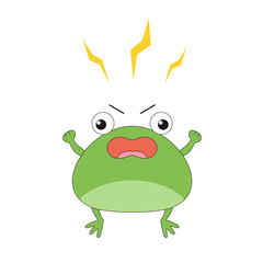 Frog angry scream cartoon character childish cute funny vector illustration.