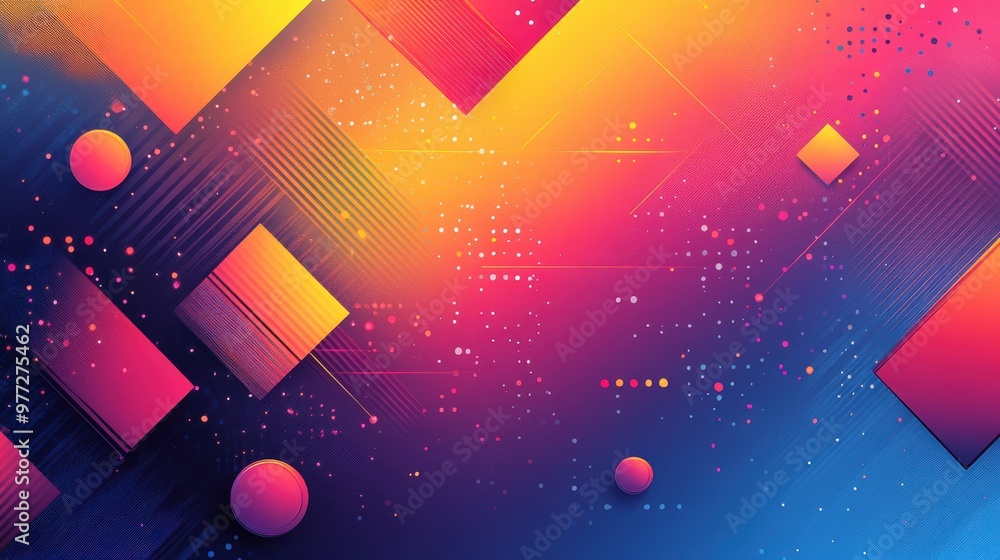 Aufkleber abstract geometric shapes in gradient hues, creating a modern and trendy backdrop.