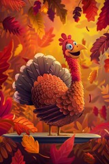 Fototapeta premium Happy Turkey in Autumn