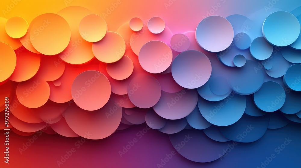 Poster abstract geometric shapes in gradient hues, creating a modern and trendy backdrop.