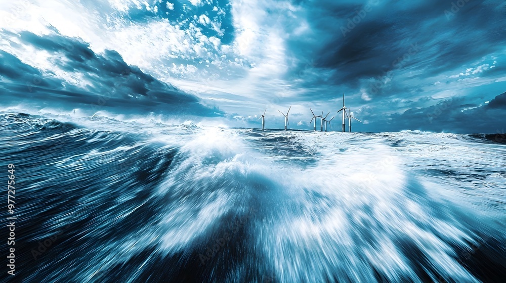 Poster continuous of wave power technology capturing dynamic energy concept