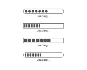 Collection Loading bar status icon. Vector illustration. Set of vector loaded icons. Download progress. Donload or Upload.