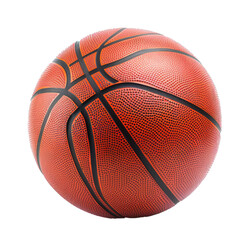 Fototapeta premium Classic orange basketball with black stripes laying on a white background
