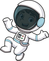 Cartoon cute astronaut floating vector illustration