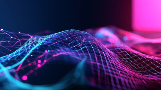 Futuristic 3D wireframe website structure, abstract digital design visualization.