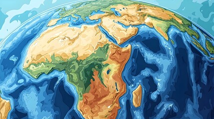 Obraz premium Detailed of Earth's Lithosphere Showcasing Tectonic Plates and Boundaries for Academic Purposes