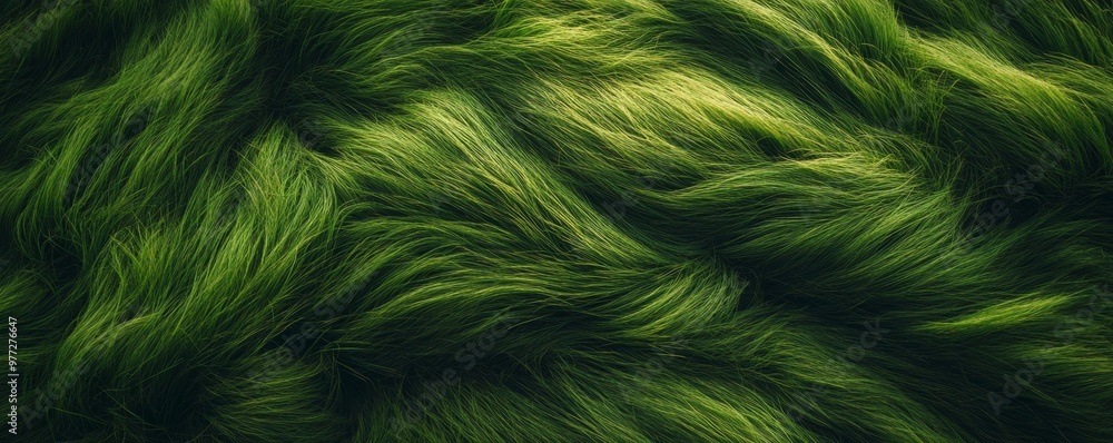 Poster lush green grass creating wavy pattern background