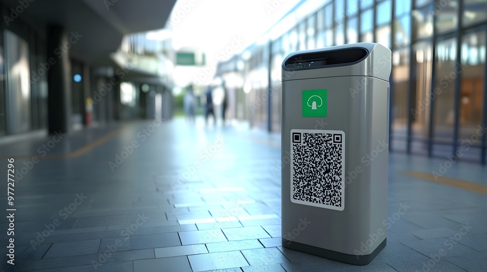 Aufkleber smart waste bin with qr code enabling sustainable waste tracking and management