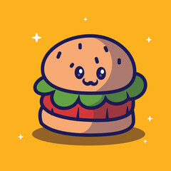 vector cute burger character icon