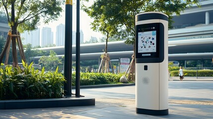 High-Tech Smart Waste Bin with Real-Time Recycling Data in Public Space