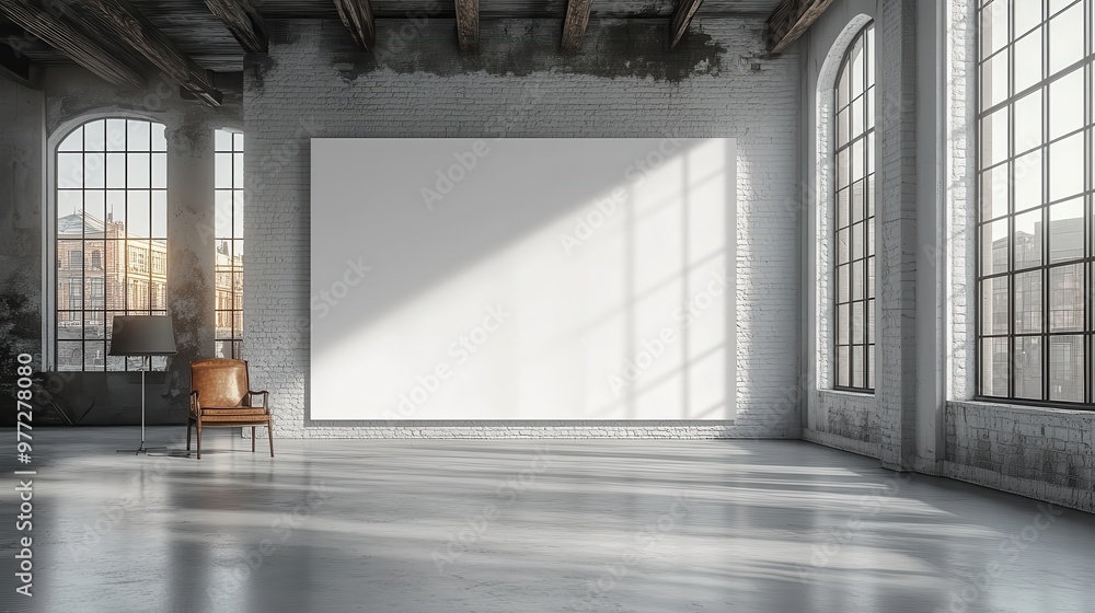 Poster blank white backdrop with a large area for inserting text or visual content, ideal for advertising l