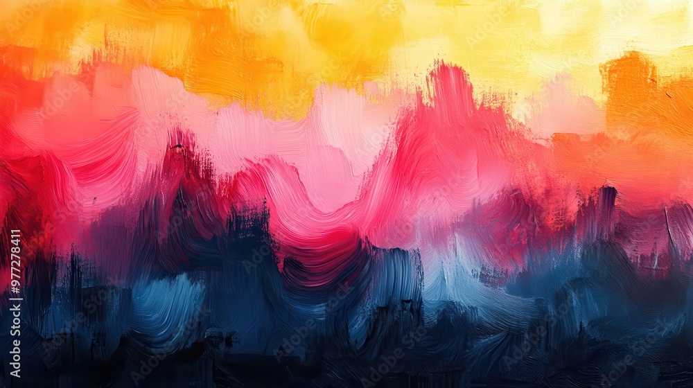 Poster bold abstract strokes in contrasting colors, creating an energetic and artistic background.