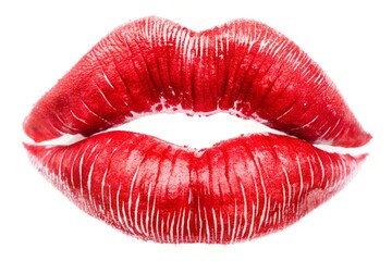 kisses, red lipstick, red lipstick isolated on white background
