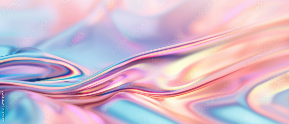 Poster abstract background showcasing smooth waves of pastel colors, creating a serene and dreamy atmospher