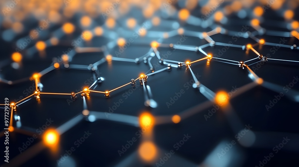Aufkleber futuristic graphene atomic structure transitioning into electronic circuitry