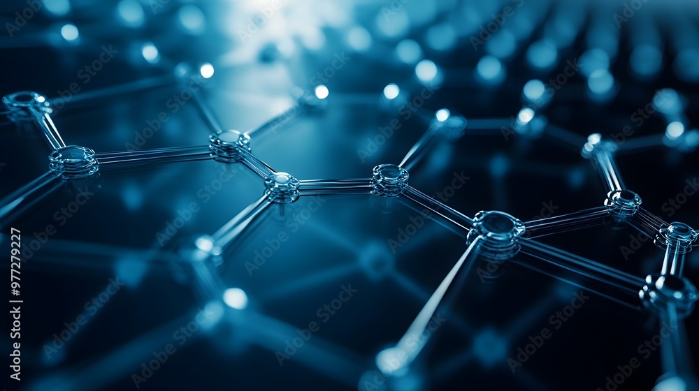 Aufkleber futuristic graphene atomic structure transitioning into electronic circuitry