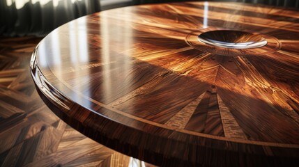 A wooden table with a glass top placed in front of a window, great for home or office use