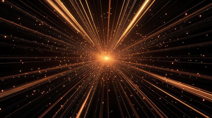 Naklejka premium Glowing radial lines expanding outward, creating an abstract, geometric starburst pattern.