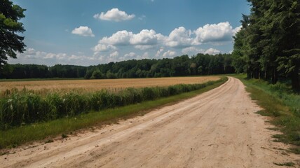 Fototapeta premium Field , Forest, Nature, Summer, Sky, Sun, Trees, Clouds, Grass, Plants, Flowers, Sunset, Water