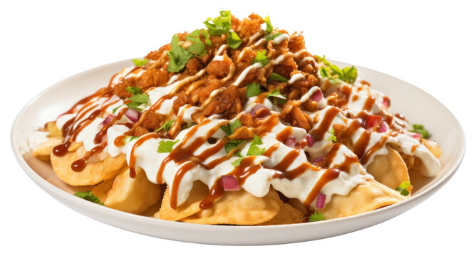 PNG Papri Chaat food snack vegetable condiment.