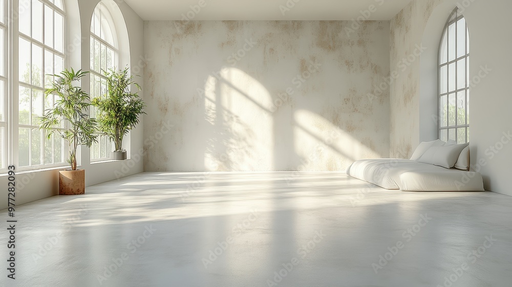 Poster clean, featureless blank white background with subtle shadows, ideal for versatile design projects o