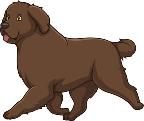Cartoon newfoundland dog running vector illustration