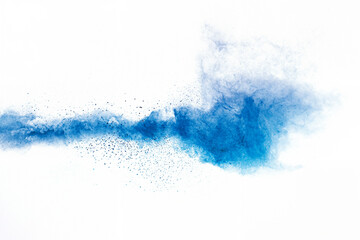 Blue Powder Splash on White Background