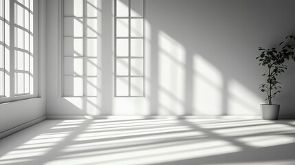 Fototapeta premium Clean, featureless blank white background with subtle shadows, ideal for versatile design projects or mockups.