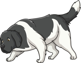 Cartoon newfoundland dog sniffing vector illustration