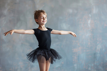 Boy Ballet Dancer Engaged in Ballet Training at a Dance Academy with Focus on Movement and Artistic Expression