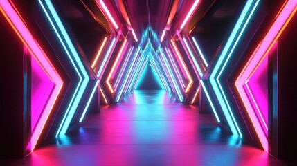 Intersecting beams of neon light creating intricate geometric patterns in a digital void.