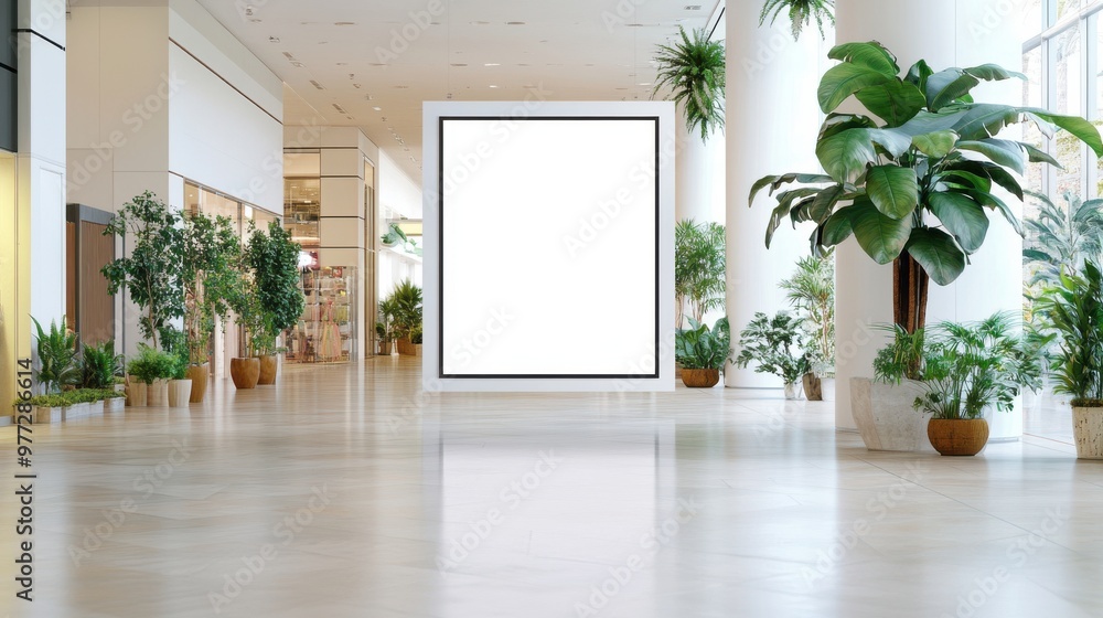 Poster Blank Billboard Mockup in Modern Shopping Mall Interior