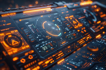 Futuristic Control Panel Interface at Night