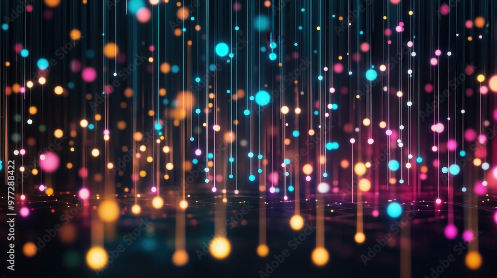 Poster a colorful, multi-colored, and abstract image of a light show. the image is full of bright, colorful