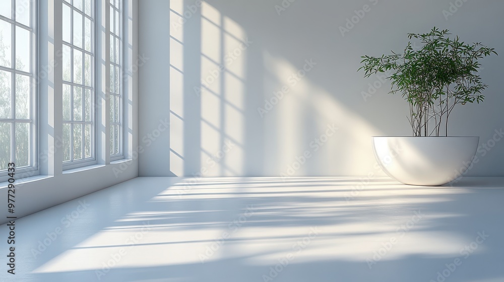 Poster light white background with soft shadows, perfect for creating a minimalist and airy visual aestheti