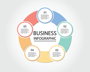 Business Infographic modern design template for banners and infographics for 5 circle step 